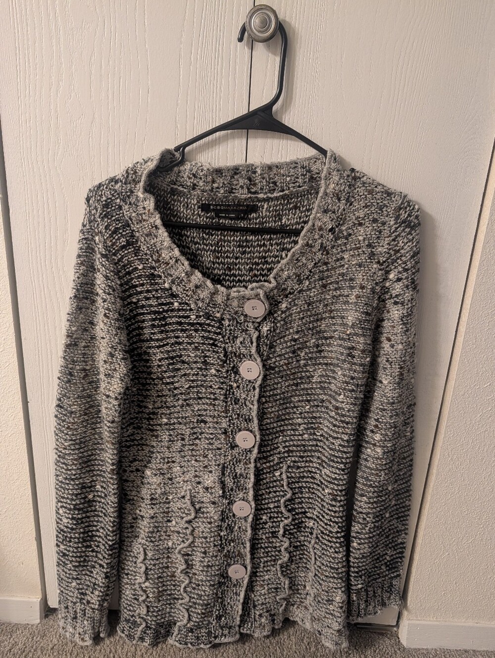 BCBGMaxAzria Marled Gray Button-Front Knit Cardigan